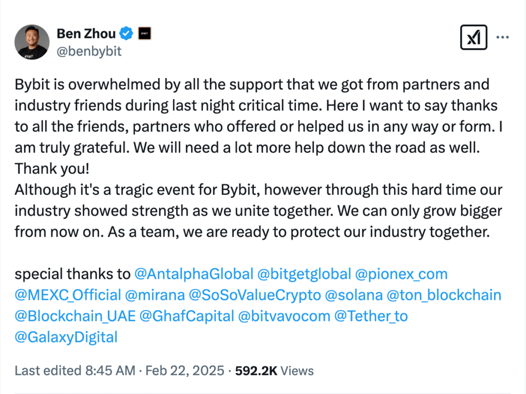 BEN ZHou bybit hack x account
